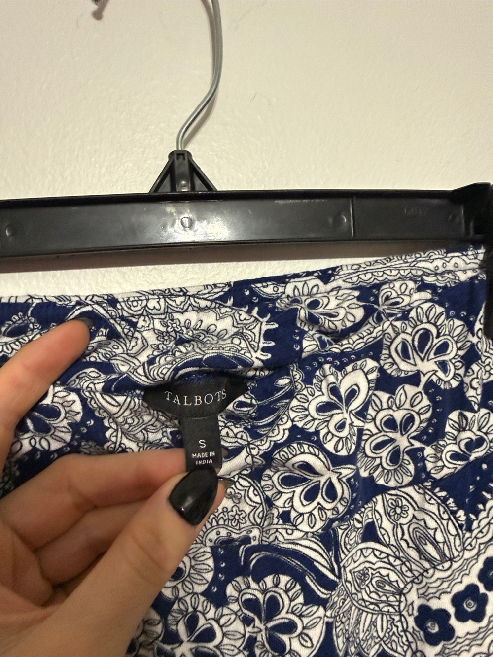 Talbots Navy and White Paisley-Print Maxi Skirt - Picture 4 of 4